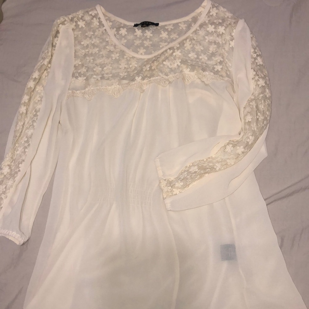 Cream Mid Sleeve Flowy Top